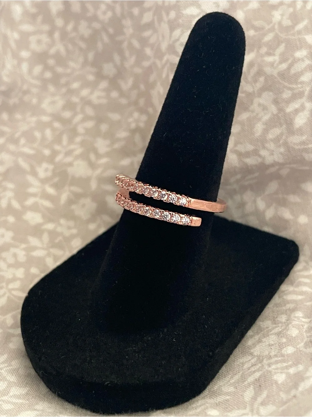 Rose Gold Double Band Crystal Ring - Women Jewelry - New